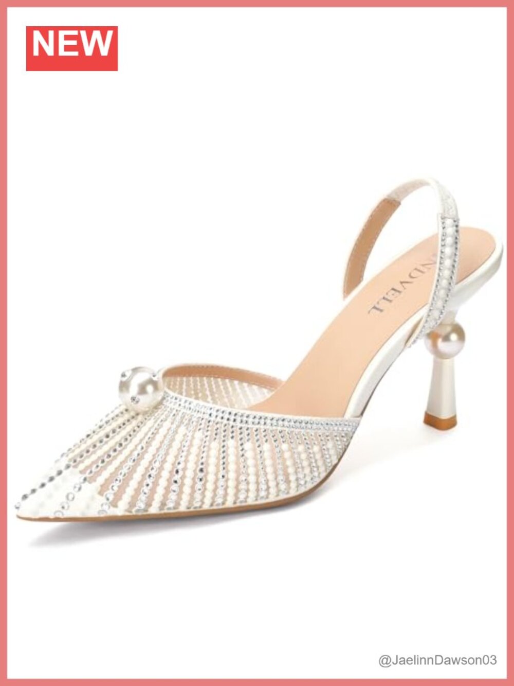 Pearl Rhinestone Slingback Heels Kitten Heel Pointed Toe Wedding Bridal Pumps